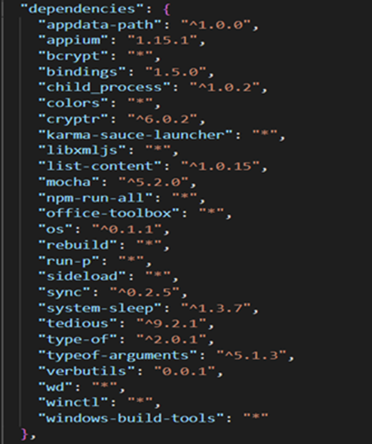 Microsoft OfficeJS Word Add-in dependencies