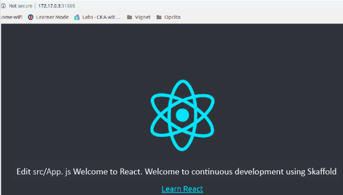 React application running inn browser