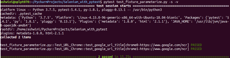 Output pytest selenium webdriver