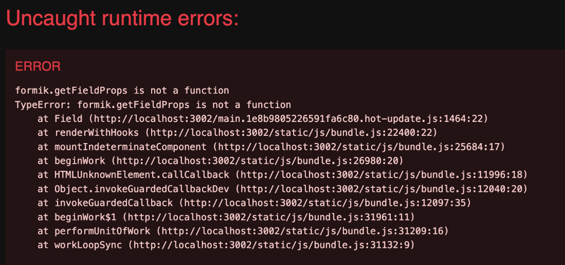 Uncaught runtime errors