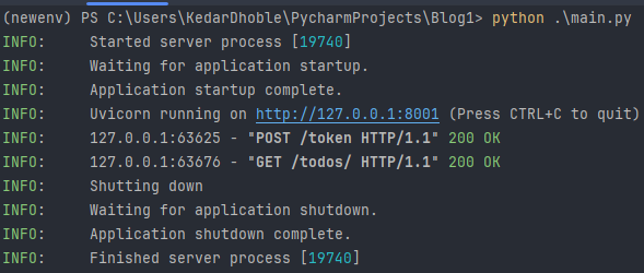 stop the FastAPI server